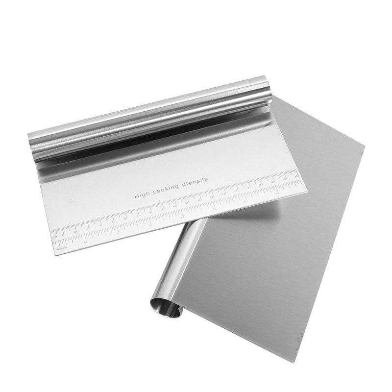 Stainless Steel Flour Cutter With Scale, Dough Cutter, Baking Scraper 15 20 22Cm, Roll Handle Rice Noodle Scraper