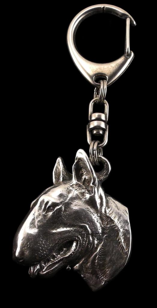 Bull Terrier, Bully II - Silver-plated Key Ring with a Dog In a Gift Box, Handbag Decoration, Backpack Pendant by Art-Dog Brand