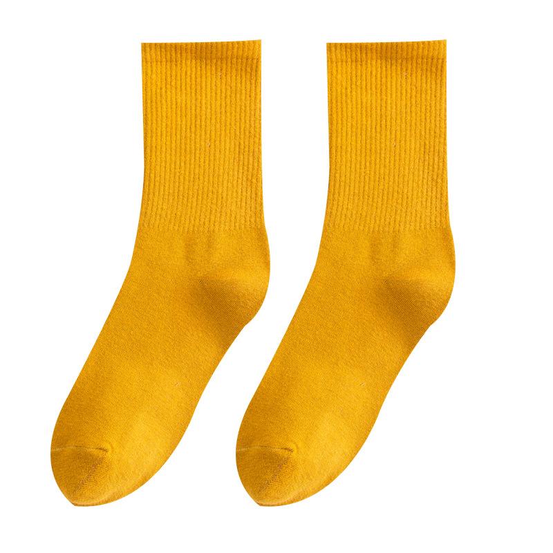 Ladies Spring New Solid Color High Rubber Band Cotton College Wind Tube Cotton Socks