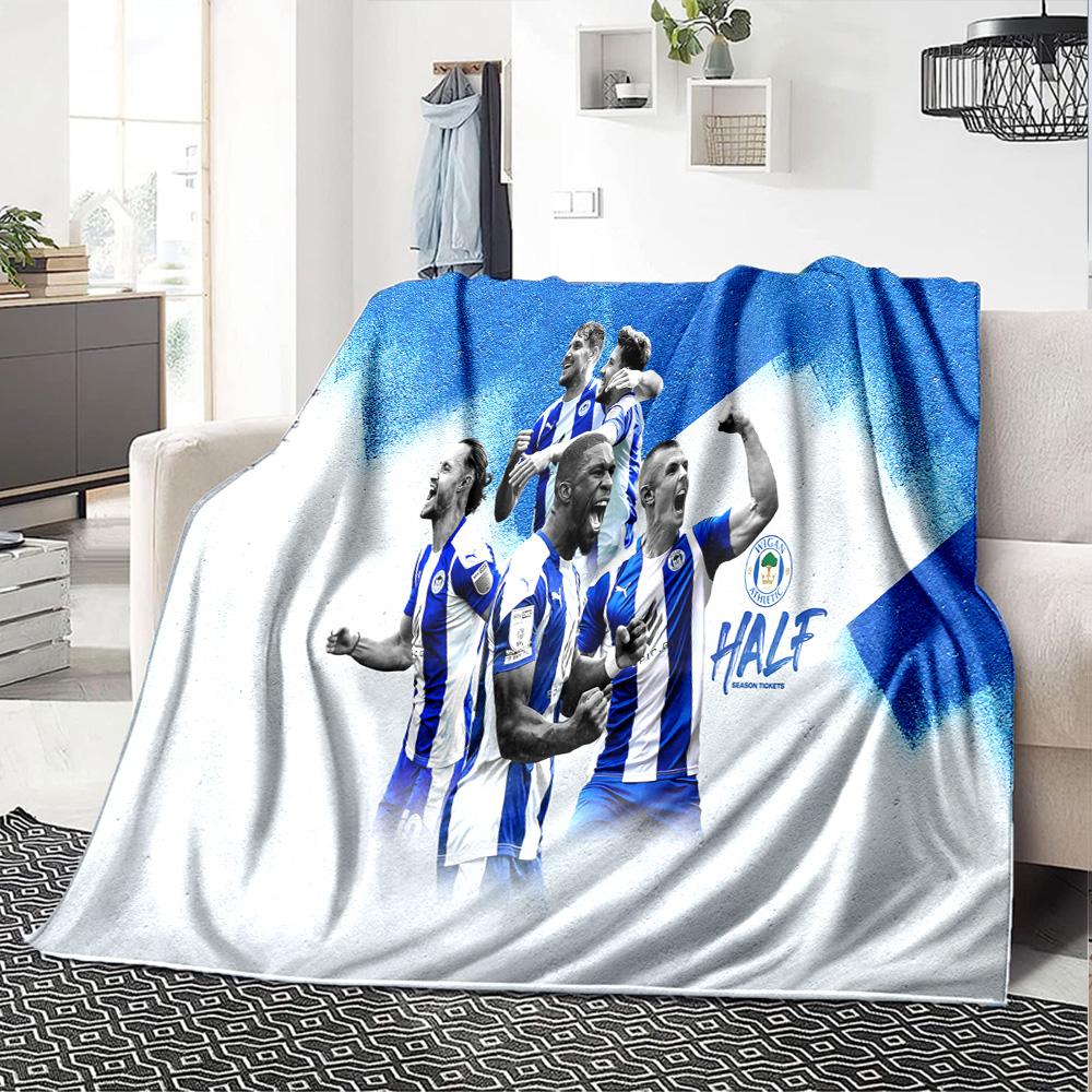 Wigan Crest Flannel Blanket, Soft Polyester, Modern Design, All-Season for Camping, Travel, Gifts for holidays or birthdays