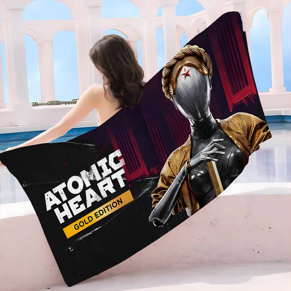 Atomic Heart Винтажные Большие Микрофибровые Пляжные Полотенца Быстросохнущее Полотенце Песок Пляжные Полотенца Полотенце для Бассейна для Путешествий Пляж Бассейн Йога