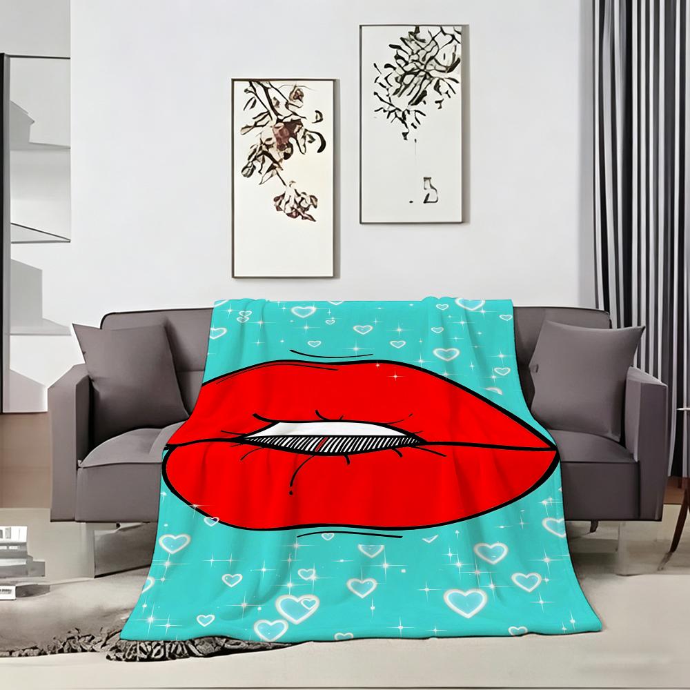 Графичный плед L-Lips Мягкий теплый плед для спальни гостиной кровати путешествий кемпинга пикника Подарок