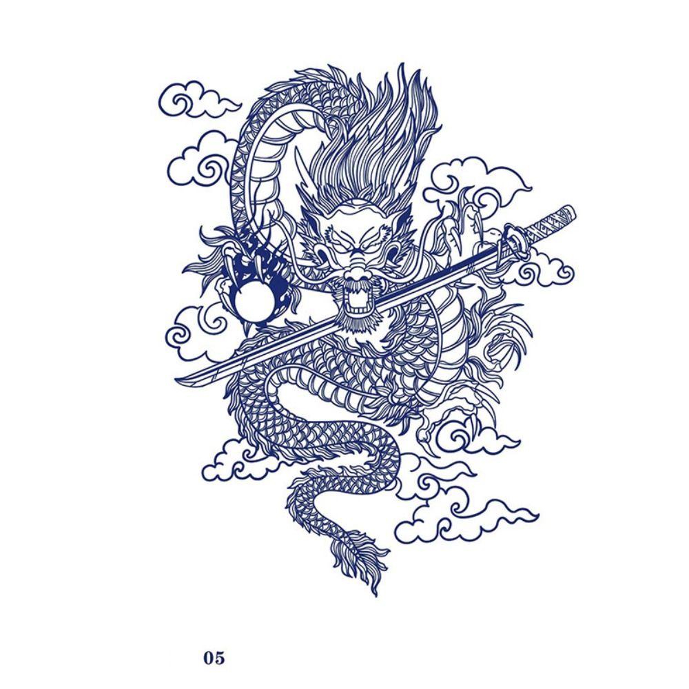 Waterproof Dragon Juice Ink Tatouage Cartonn Dragon Dragon Hombre Art Fake Tattoo Unisex