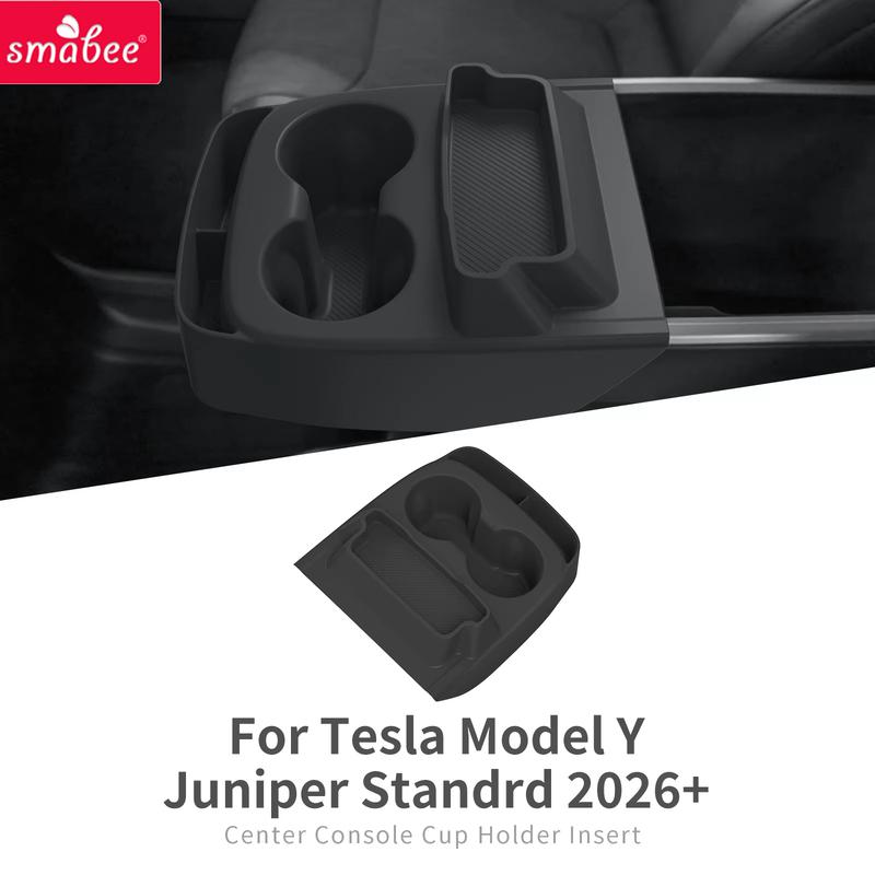 Smabee for Tesla Model Y Standard RWD 2025 2026 Water Cup Holder ert Car Cup Box Shock-Absorbing Tray Silicone Organizer