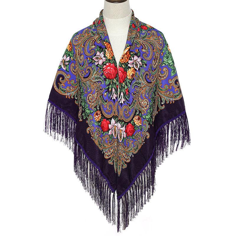 Women's Outer Printed Ethnic Style Tassel Shawl