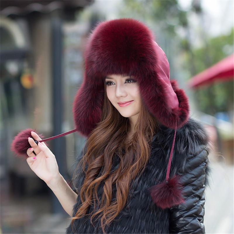 Шапка из натурального лисьего меха, женские шапки Skullies из лисьего меха, зимние теплые шапки, шапка из натурального лисьего меха, шапки-бомберы