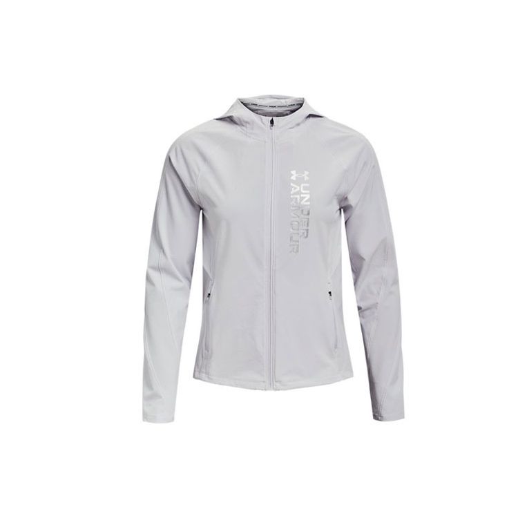 Under Armour Storm Out The Storm Logo Print Sports Running Hooded Jacket Women Jackets Gray 1361384-014