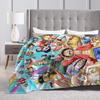 Japanese Anime Blanket Fleece Spring Autumn Luffy Anime Multifunction Lightweight Thin Throw Blanket for Bed Travel Bedspreads