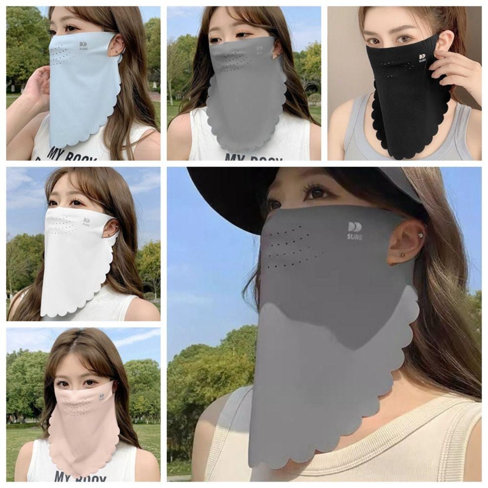 Summer Face Scarves Sunscreen Mask Solid Color Sunscreen Face Scarf Elastic Neck Wrap Cover Women