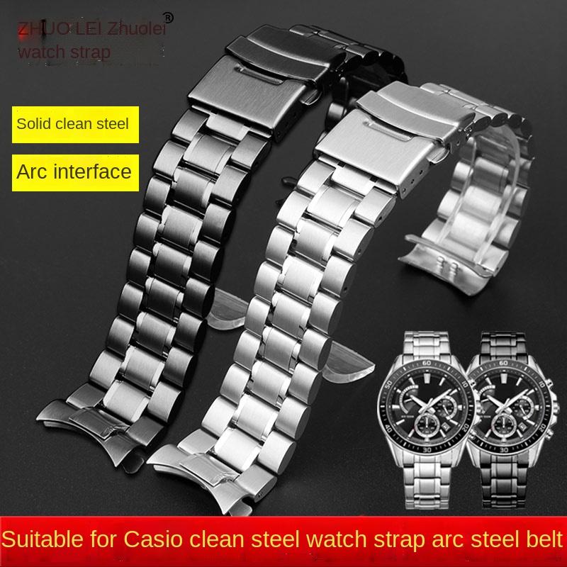 Нержавеющая Сталь Ремешок Для Часов Изогнутый Ремешок Для Casio EFV-540 BEM501/506 EFB-660 BEM-506 ECB900 Мужской Браслет Наручный 20мм 22мм