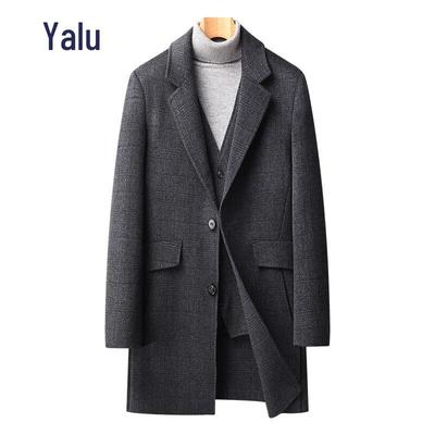 Мужское двустороннее пальто Yalu EY в клетку из смесовой шерсти