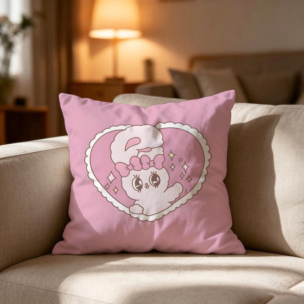 Eesther BBunny Cute Rabbit Pillow Case Cushion Cover Soft Washable Pillow Case MultiScene For Couch Bed Travel Office Use