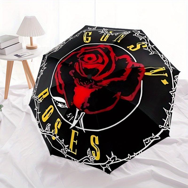 1pc Guns N' Roses Automatic Umbrella Durable Iron Frame & Plastic Handle, Gift for Men & Women, Sturdy Construction, Playful Design yy250826130