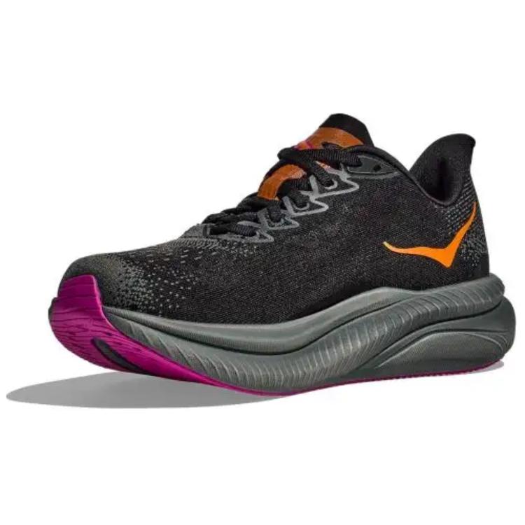 HOKA One One Mach 6 Удобные Нескользящие Прочные Амортизирующие Низкие Кроссовки для Бега Женские Кроссовки для Бега Черные 1147810-BKFS