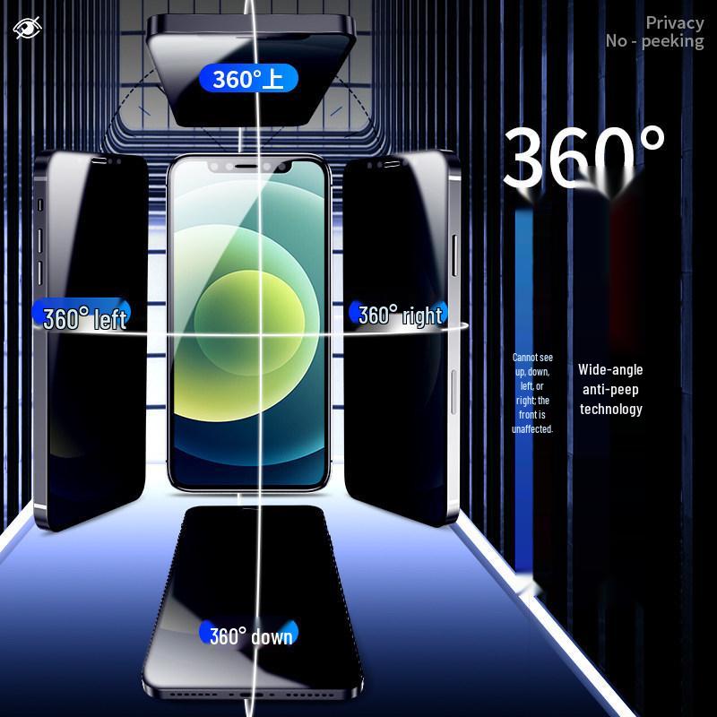 Защитное стекло 360° с защитой от подглядывания для iPhone 13, 14, 15 Pro Max - Четырехсторонняя защита