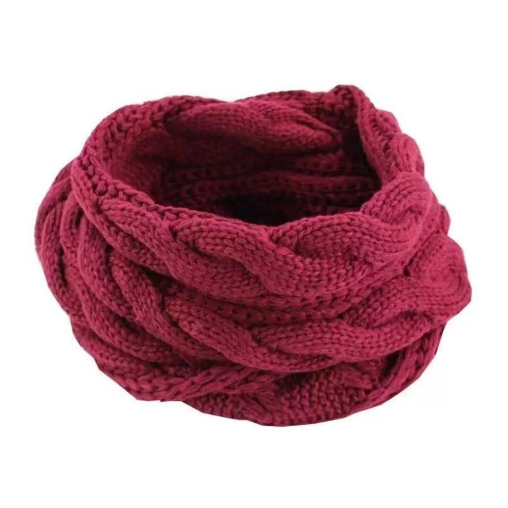Solid Color Knitted Scarf Neck Wraps Warm Scarves Simple Wool Bib Women
