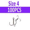 100pcs Multiple Size Treble Hooks Fishing Hook for Lures Size 12 10 8 6 4 2 1 1/0 2/0 3/0 4/0 5/0 Black Color [YG0001]