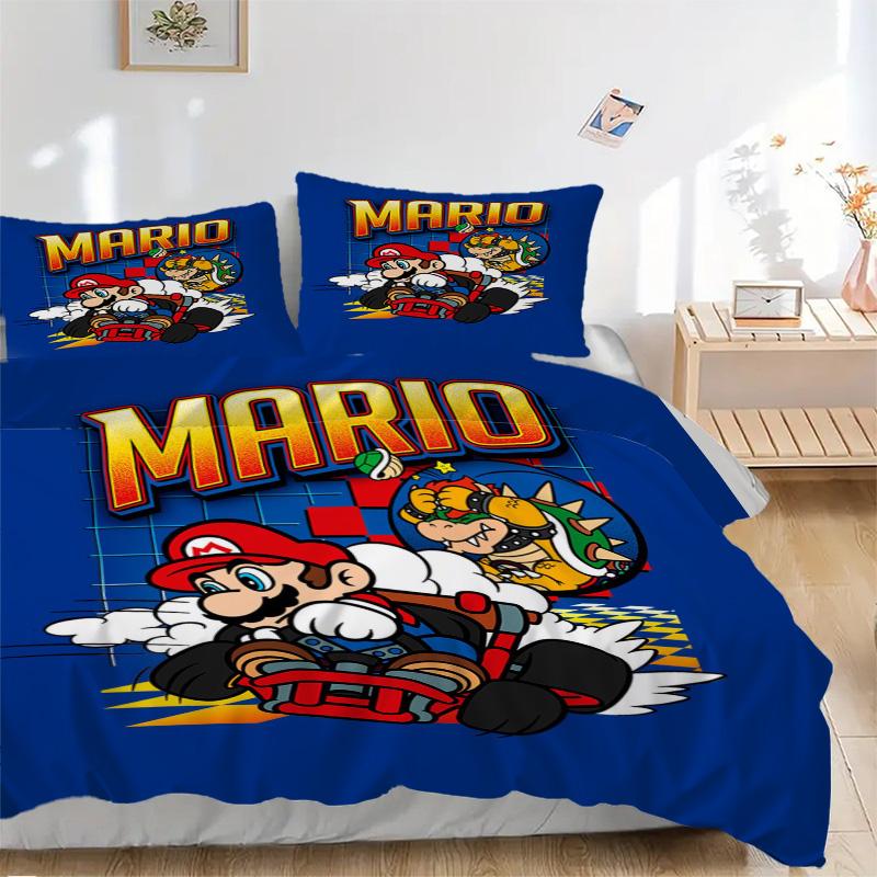 Mario Kart Adventure Print 3Pcs Bedding Setduvet Cover With 2 Bedropillowcase Home Birthday Gift