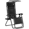 Zero Gravity Lounger Chair Folding Reclining Patio Chair With Shade Cover Padded Seat Cup Holder Soft Cushion And