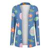 Женский кардиган с пасхальным принтом и длинными рукавами спереди, легкая куртка с принтом