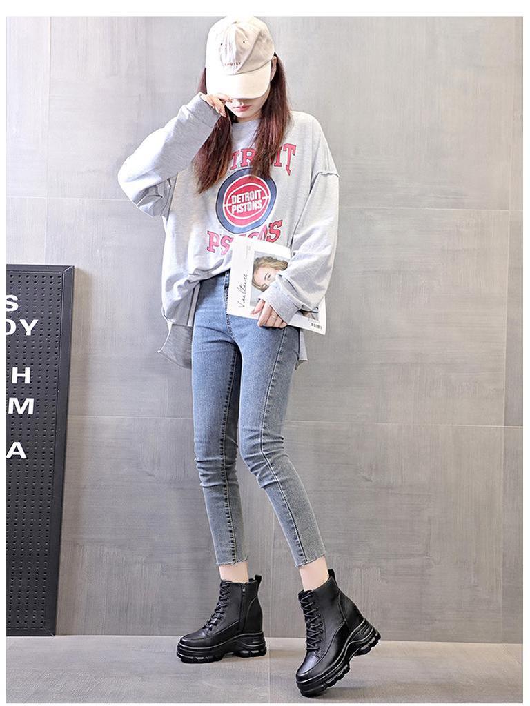 2025 Новые женские ботильоны в британском стиле - Осенняя коллекция, Универсальные ботинки Мартина на толстой подошве с внутренней платформой для стройнящего эффекта