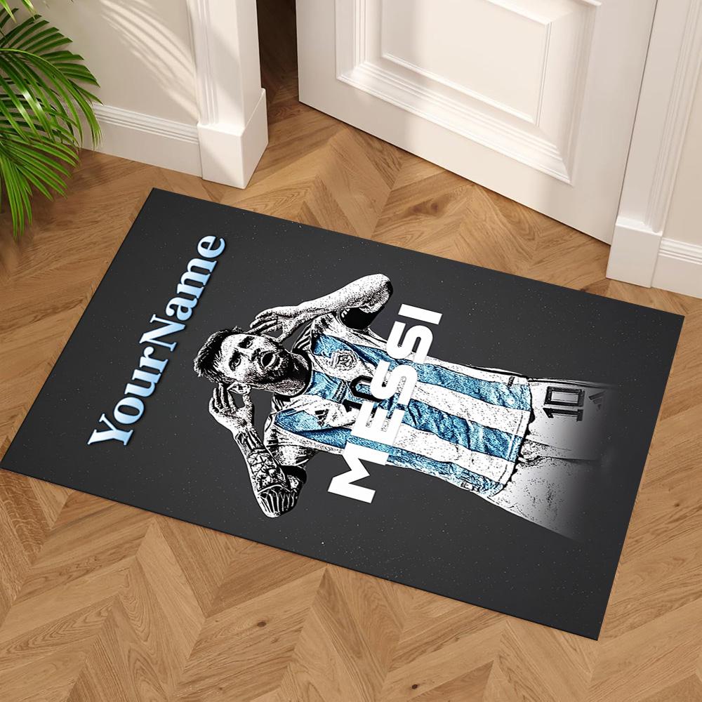 Messi Customize Your Name Carpet Design for Living Rooms Foyer Outdoor Game Room Antislip Carpet Decorate Offices Perfect Gift for Women/Men