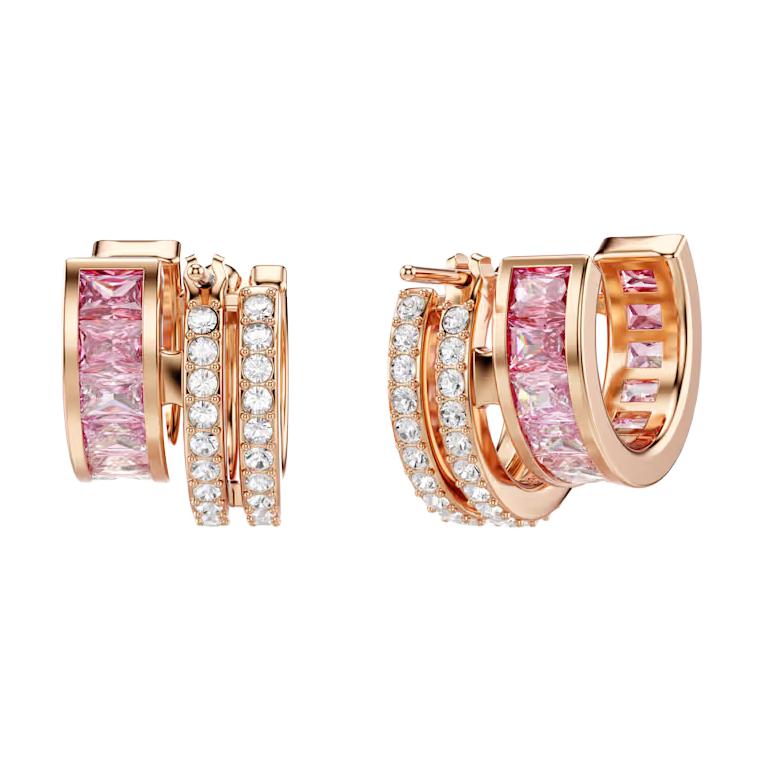 Swarovski Connexus Серьги-кольца с большим полым кругом и фианитами Унисекс Золотой Розовый 5741333