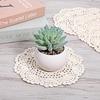 6 Pcs 8 Inch Beige Crochet Doilies, Round Cotton Lace Handmade Placemats & Coasters for Rustic Table Decor, Kitchen Dining Wedding Party