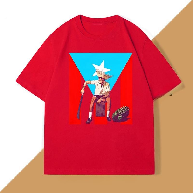 Puerto Rico Flag Bad Bunny TShirt Unisexcasual Graphic Print T Shirt O Neck Shortsleeved Tops Summer WOMEN Cotton Tee Clothing