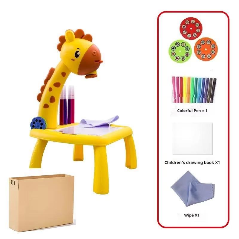Children Led Projector Drawing Table Multifunctional Toy Painting Set Table Educational Board Learning Tools Painting Toys