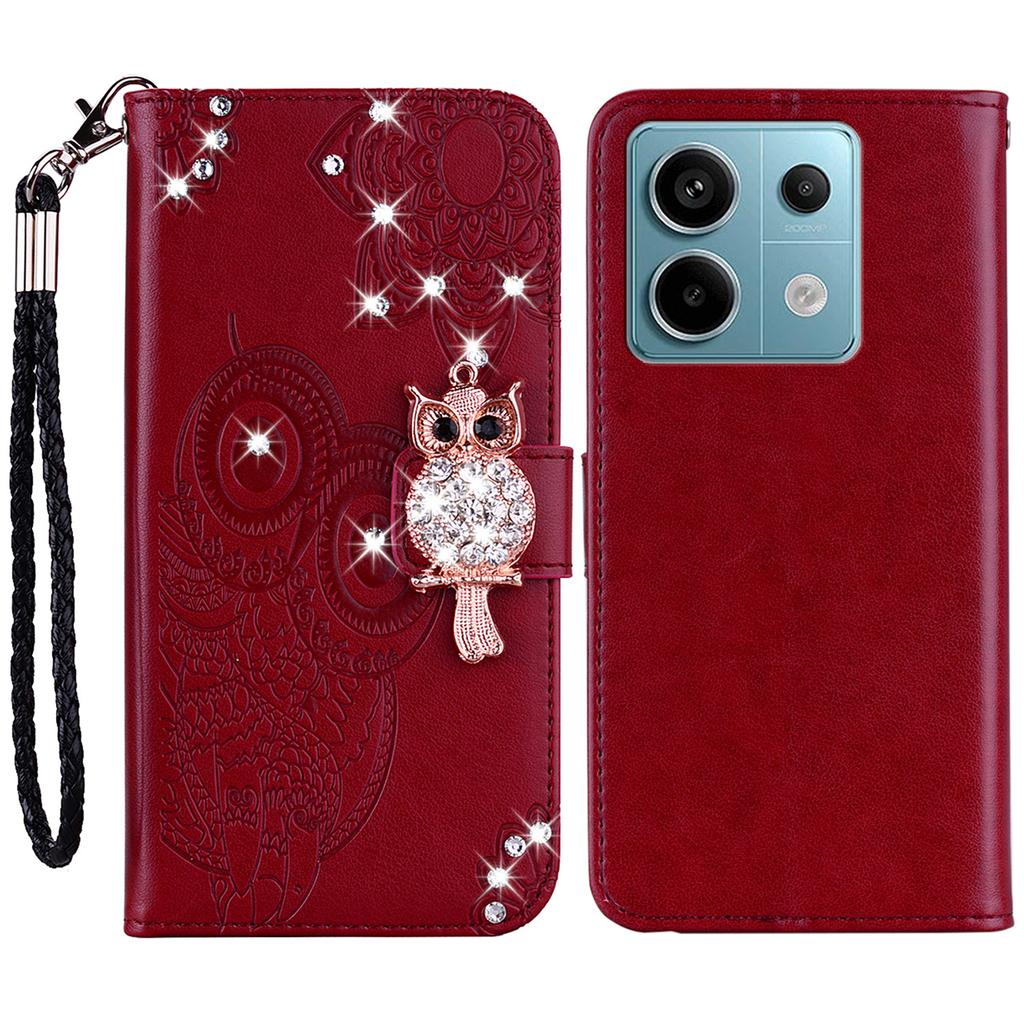 For Xiaomi Redmi Note 13 5G Leather Phone Case Flip Wallet Cover Shiny Rhinestone