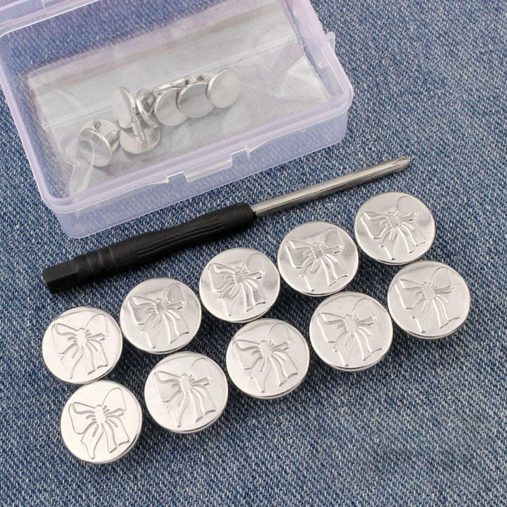 5pcs Replacement No-Sewing Metal Button Detachable Pants Pins Portable Repair Kit