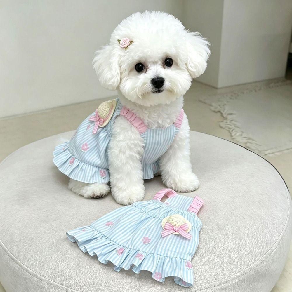 Sleeveless Pet Sundress 3D Hat Cat Dog Outfit Cute Cat Dog Dress Pet Supplies