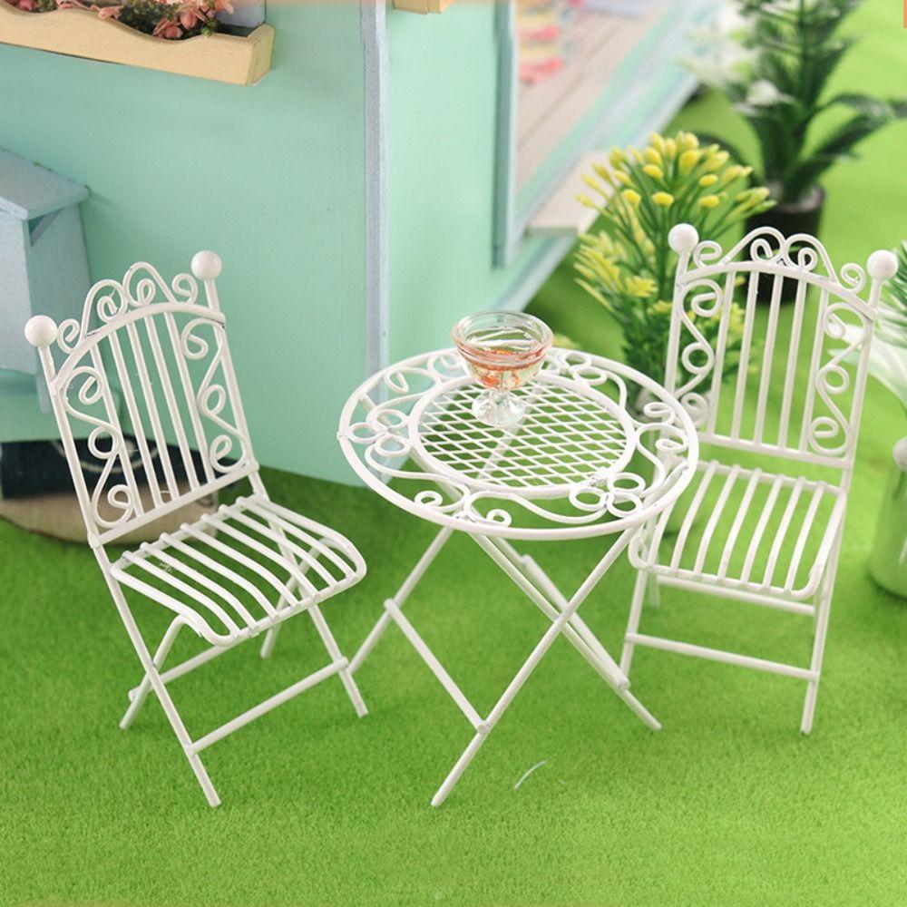 Dolls House European Style Scene Model Fairy Garden Seat Miniature Furniture Dollhouse Table Chair
