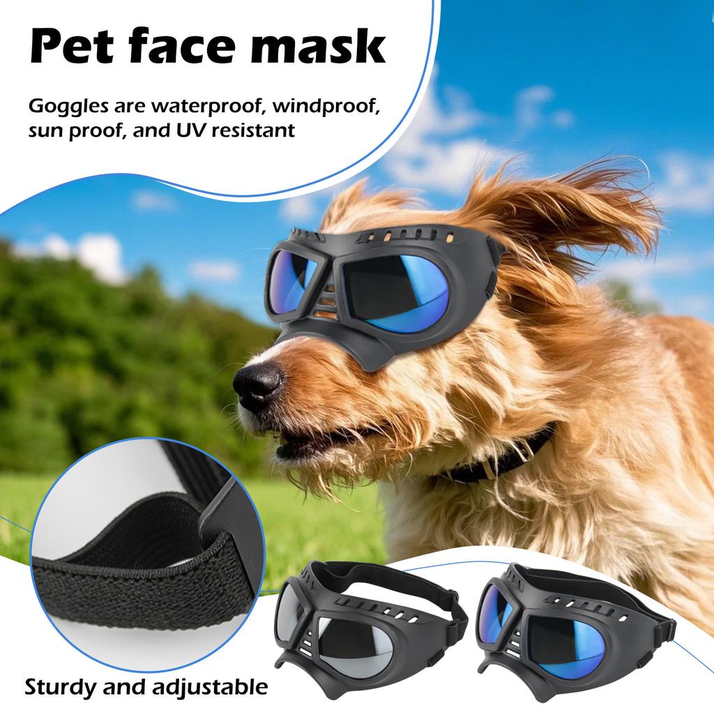 Очки для собак для крупных собак, широкая морда, мягкая оправа, солнцезащитные очки для собак средних и крупных пород, летние очки для вождения собак, зимние очки для снега, регулируемые