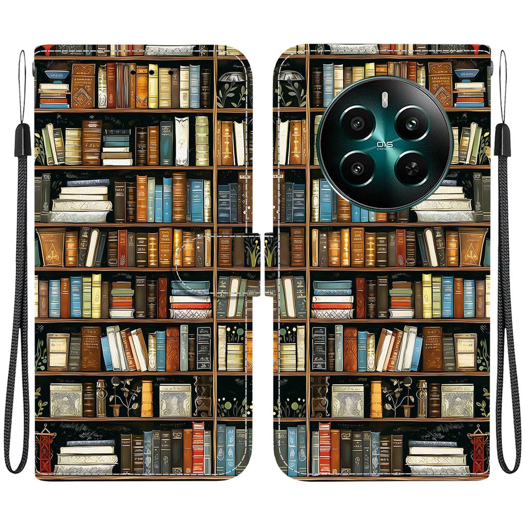 Чехол-книжка из искусственной кожи ручной работы для Realme 12+ / Realme 12 Plus, противоскользящий, противоударный чехол с ремешком на запястье и рисунками кошек с сердечками/розами