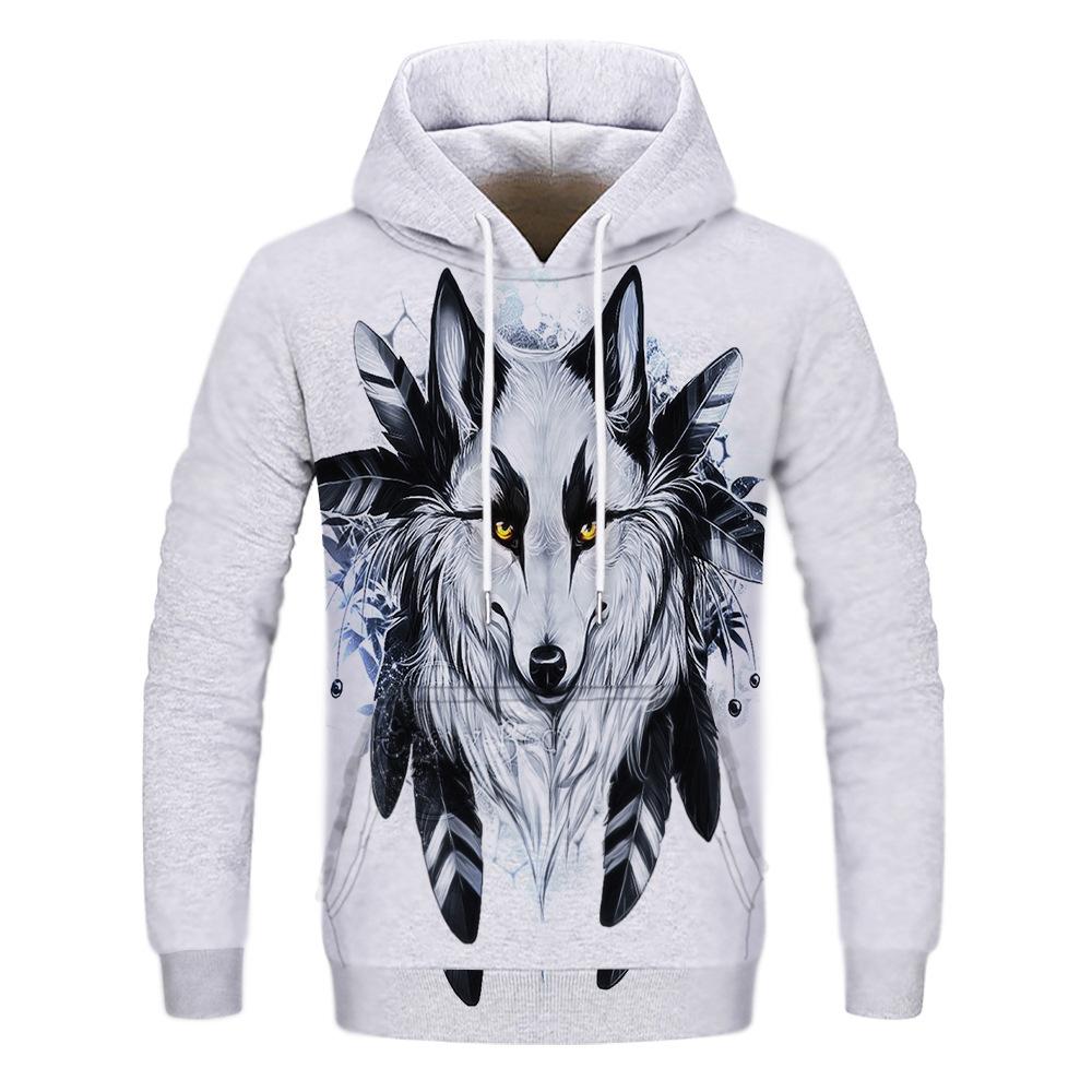 Spring Autumn Hooded Sweatshirt 3D Digital Printing Unisex Hoodies Men Women Wolf Fashion Loose Pullover