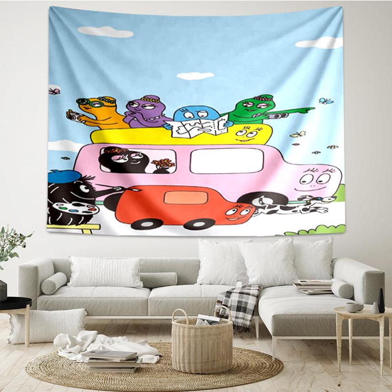 Barbapapa Print Tapestry, Backdrop, Easy Setup, Ideal for Bedroom, Office & Living Room, with Aesthetic Wall Hanging Decor.