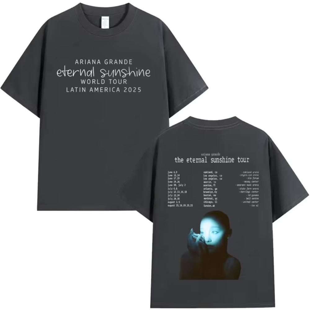 Мужская Женская Ariana Grande The Eternal Sunshine Tour Двусторонний Принт Футболка с Круглым Вырезом Готический Уличный Стиль Харадзюку Свободная Одежда