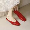 Квадратный носок лаковая кожа одинарные туфли женские ленивые на одном педале полушлепки лето новые универсальные туфли Мэри Джейн женские
