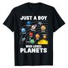 Just A Boy Who Loves Planets Solar System Astrology Space T-Shirt Planets-Lover Nerd Graphic Tee Funny Physical Scientist Tops