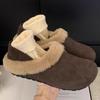 Меховые женские хлопковые тапочки зимняя мода мюли обувь удобные повседневные туфли с открытой пяткой женские 2025 трендовый бренд теплые женские зимние ботинки