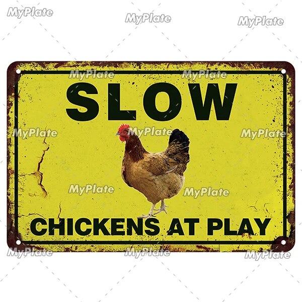 Vintage Chickens Slow Metal Sign Tin Sign Decoration Plaque Home Wall Decor Bar Sign Home Decor Poster Drop Shipping