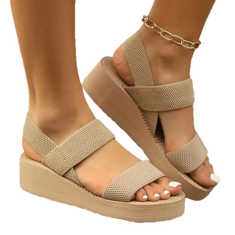 Женская обувь Сандалии на толстой подошве и клиновидном каблуке Сандалии-шлепанцы на одной лямке