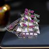 Vintage Heavy Industry Full Crystal Ship Exquisite Brooches Badges For Women Men Retro Classic Rhinestone Gorgeous Pins Corsage
