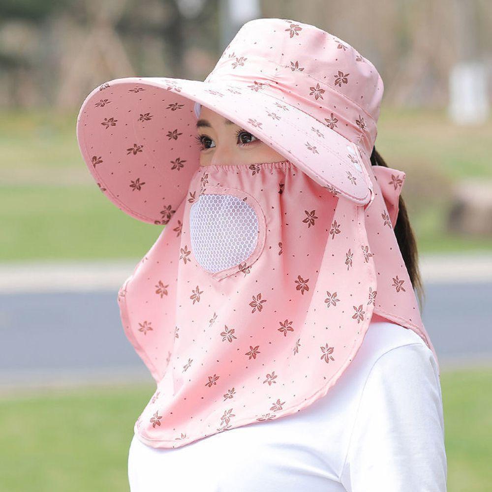 Polyester Do Farming Work With Neck Flap Summer UV Protection Women Sun Hat Flower Print Bucket Hat