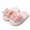Elegant Hairy Slippers Bow Tie Girls Fall and Winter Cotton Slippers Female Home Indoor Plush Slippers Fur Slippers Home Shoes Slippers Pink