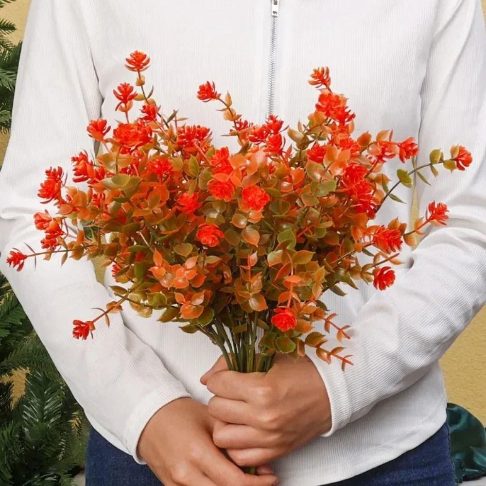 Реалистичная искусственная ветка эвкалипта пластиковая оранжевая искусственная ветка эвкалипта декор для вечеринки