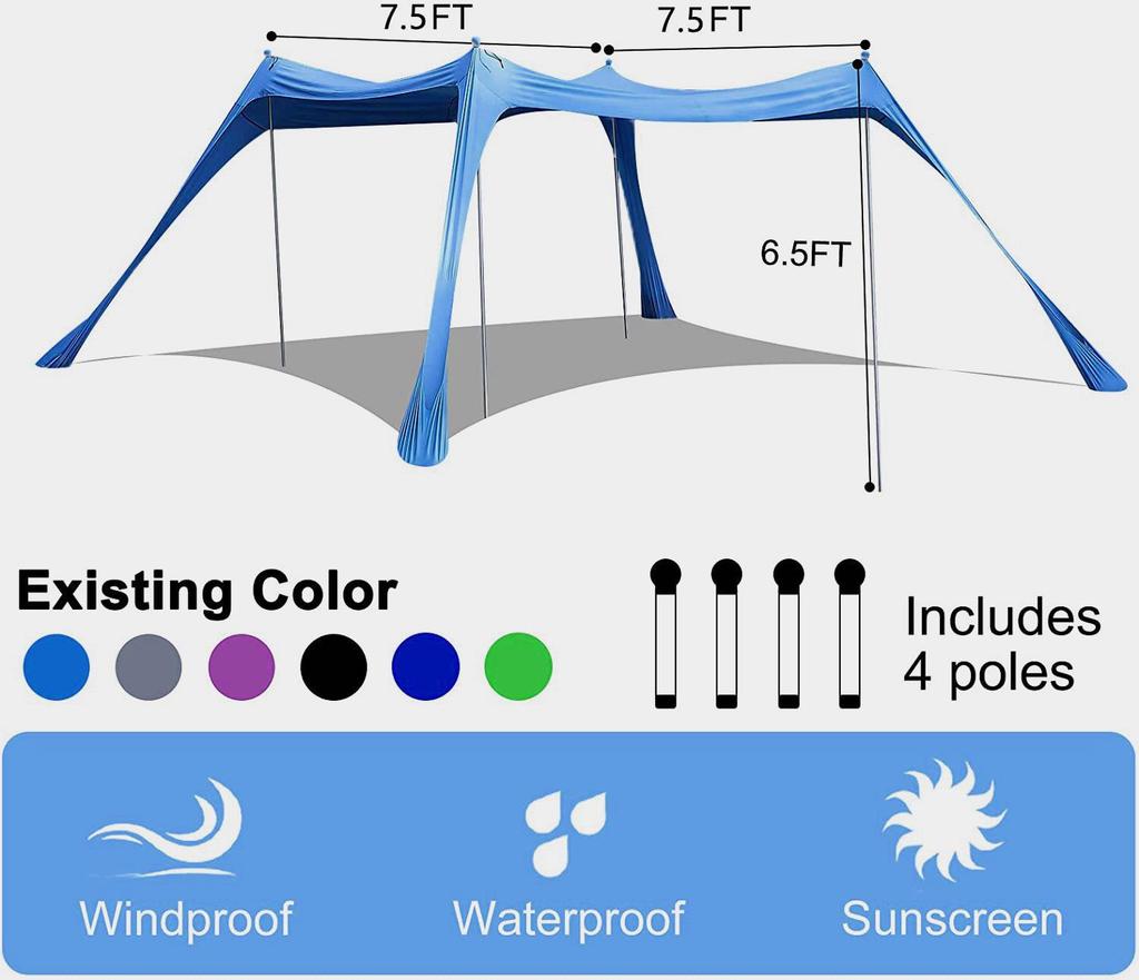 Portable Outdoor Beach Tent Lycra Shade Canopy