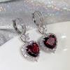 Huitan Blue/Garnet Heart Cubic Zirconia Свадебные серьги для женщин Серьги Eternity Love Аксессуары для помолвки Модные украшения